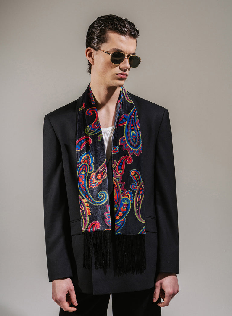 Paisley Velvet Tassel Scarf