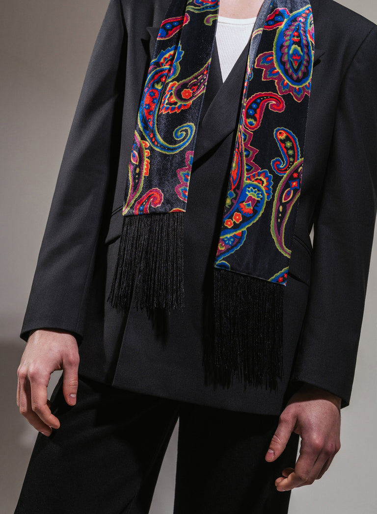 Paisley Velvet Tassel Scarf