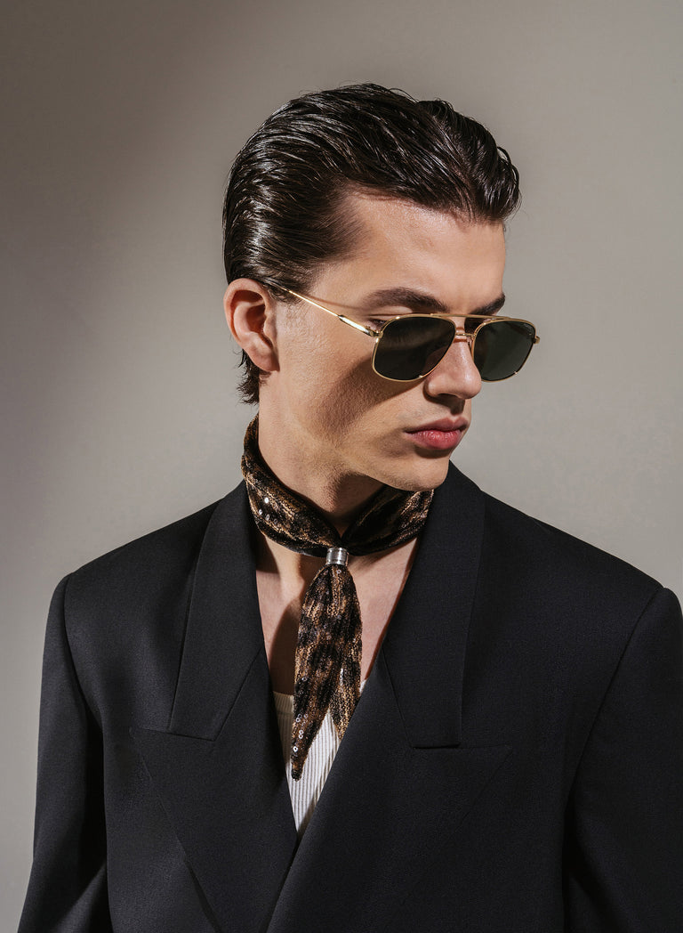 Brown Leopard Ring Tie Neck Scarf