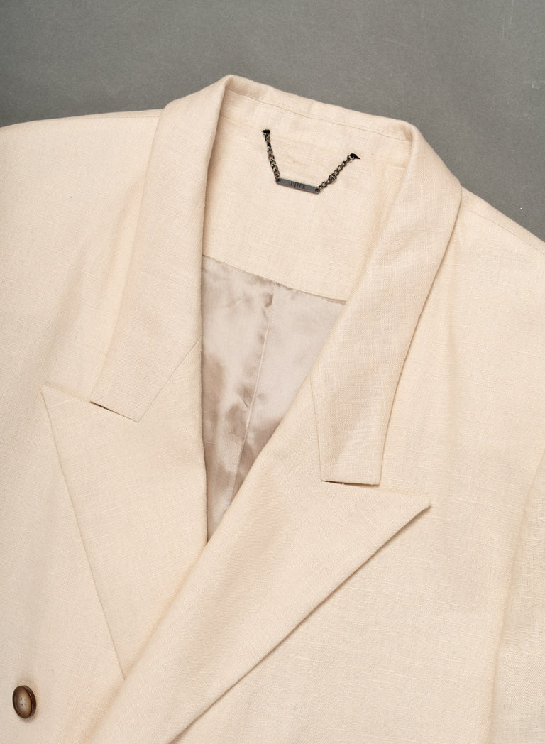 Ivory Linen Double Breasted Blazer