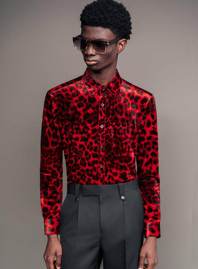 Red Leopard Velvet Shirt