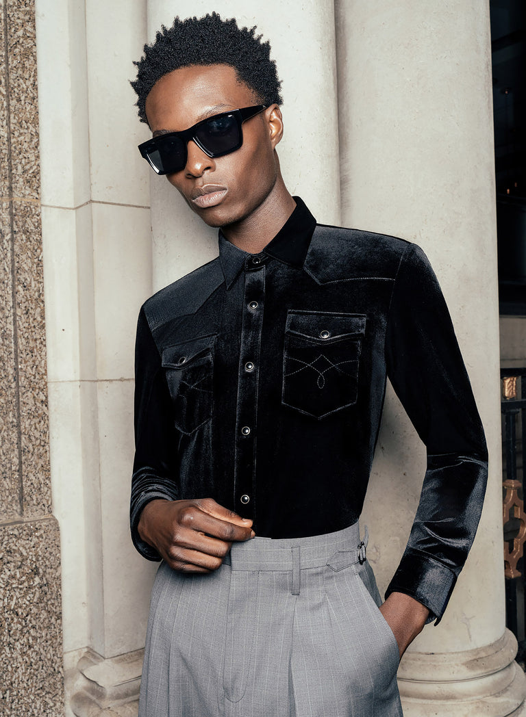 Black Velvet 70's Western Shirt