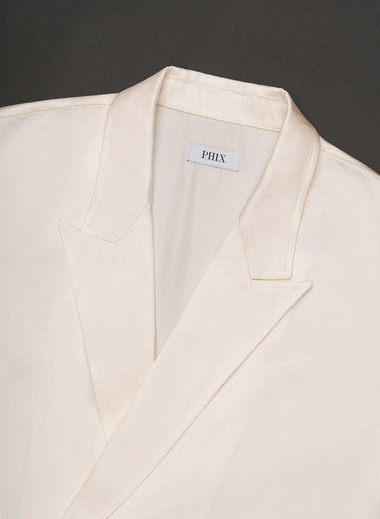 Pure Viscose Ivory Double Breasted Shirt