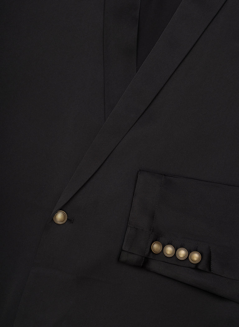 Pure Viscose Black Shawl Collar Shirt