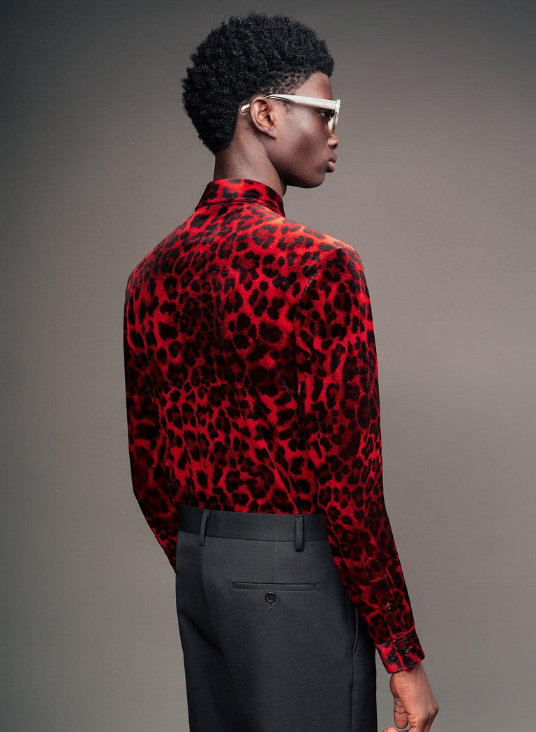 Red Leopard Velvet Shirt & Phix