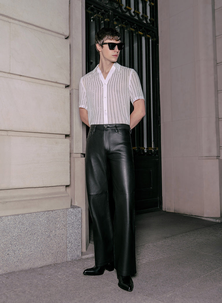 White Short Sleeve Sequin Chiffon Shirt