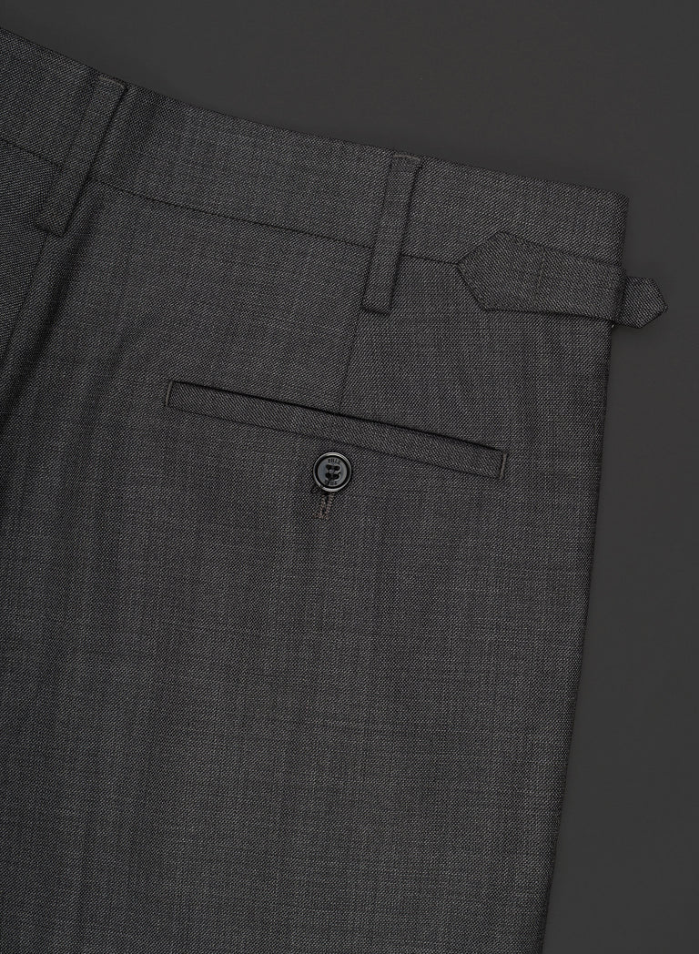 Charcoal Mélange Side-Buckle Flared Trousers