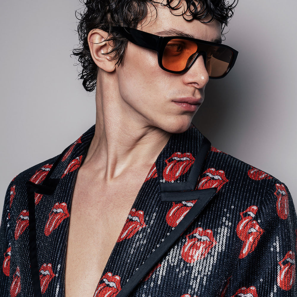 Phix X Rolling Stones Tongue Logo Sequin Embellished Velvet Blazer & Phix