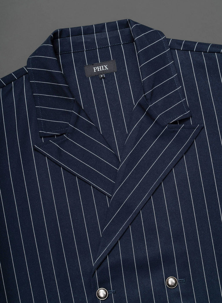 Dark Navy Double Breasted Pinstripe Shirt