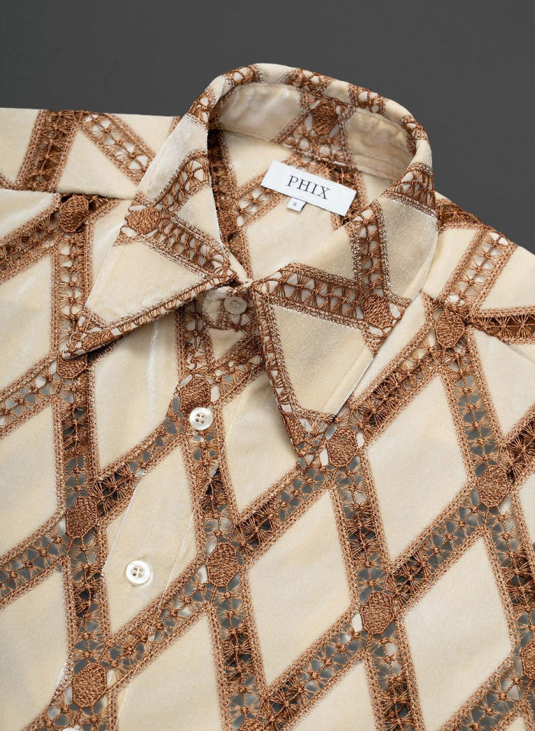 Velvet Lace Geometric Diamond Shirt