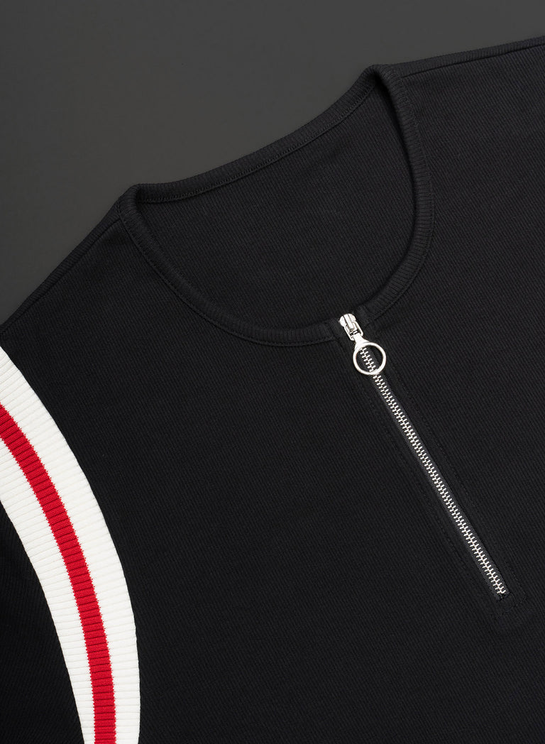 70s Ribbed O-Ring Zip Polo