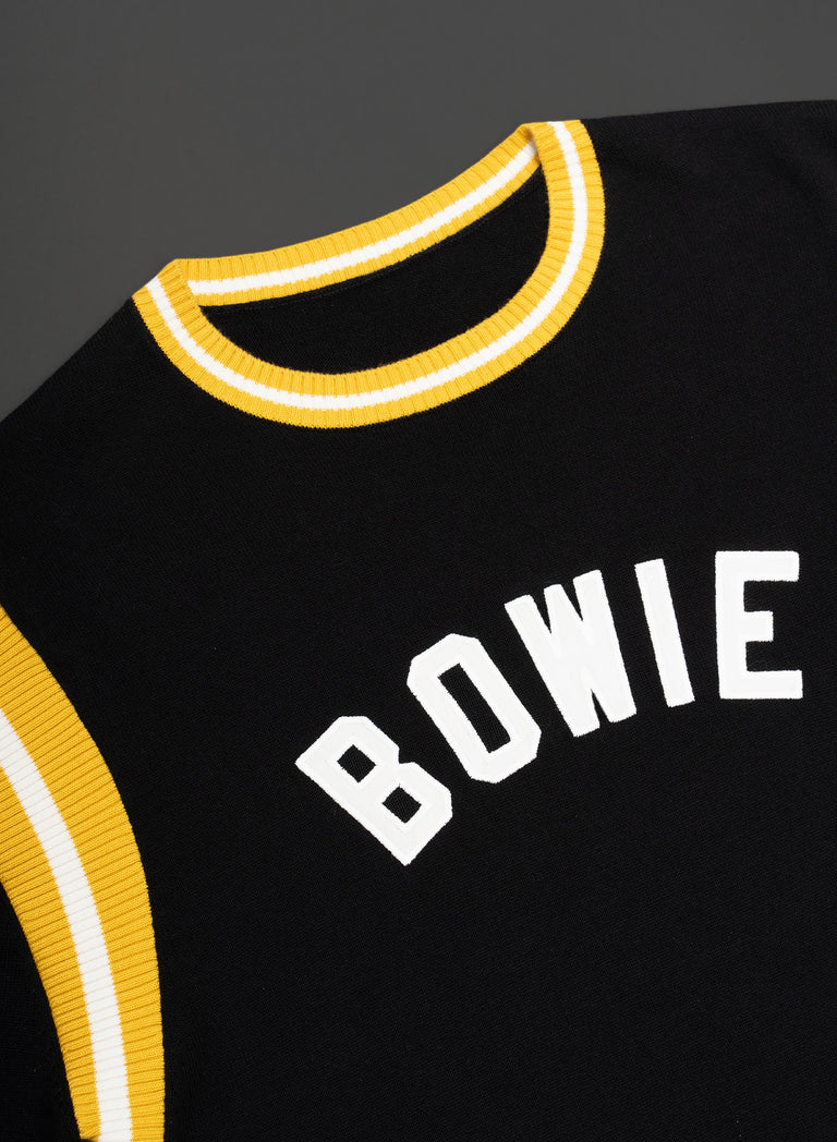 Phix X David Bowie Black Cotton Ribbed 70s Polo