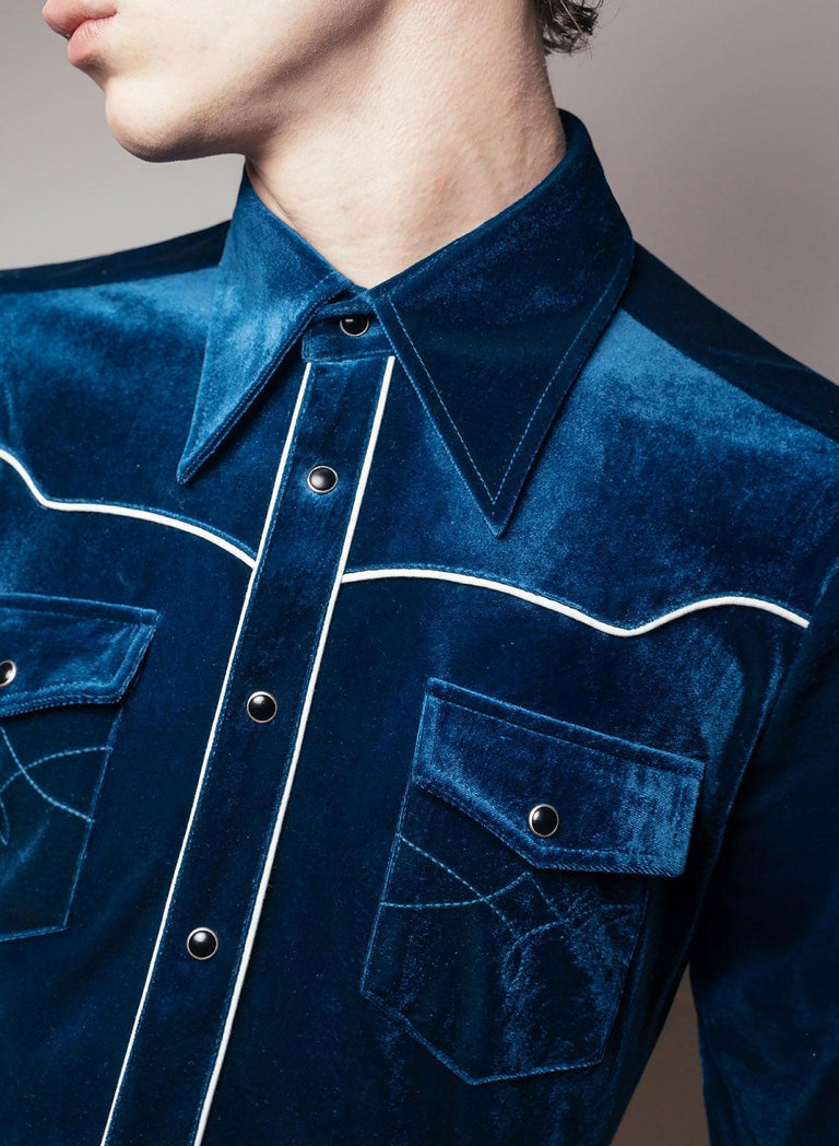 Blue Velvet Western Piped Shirt