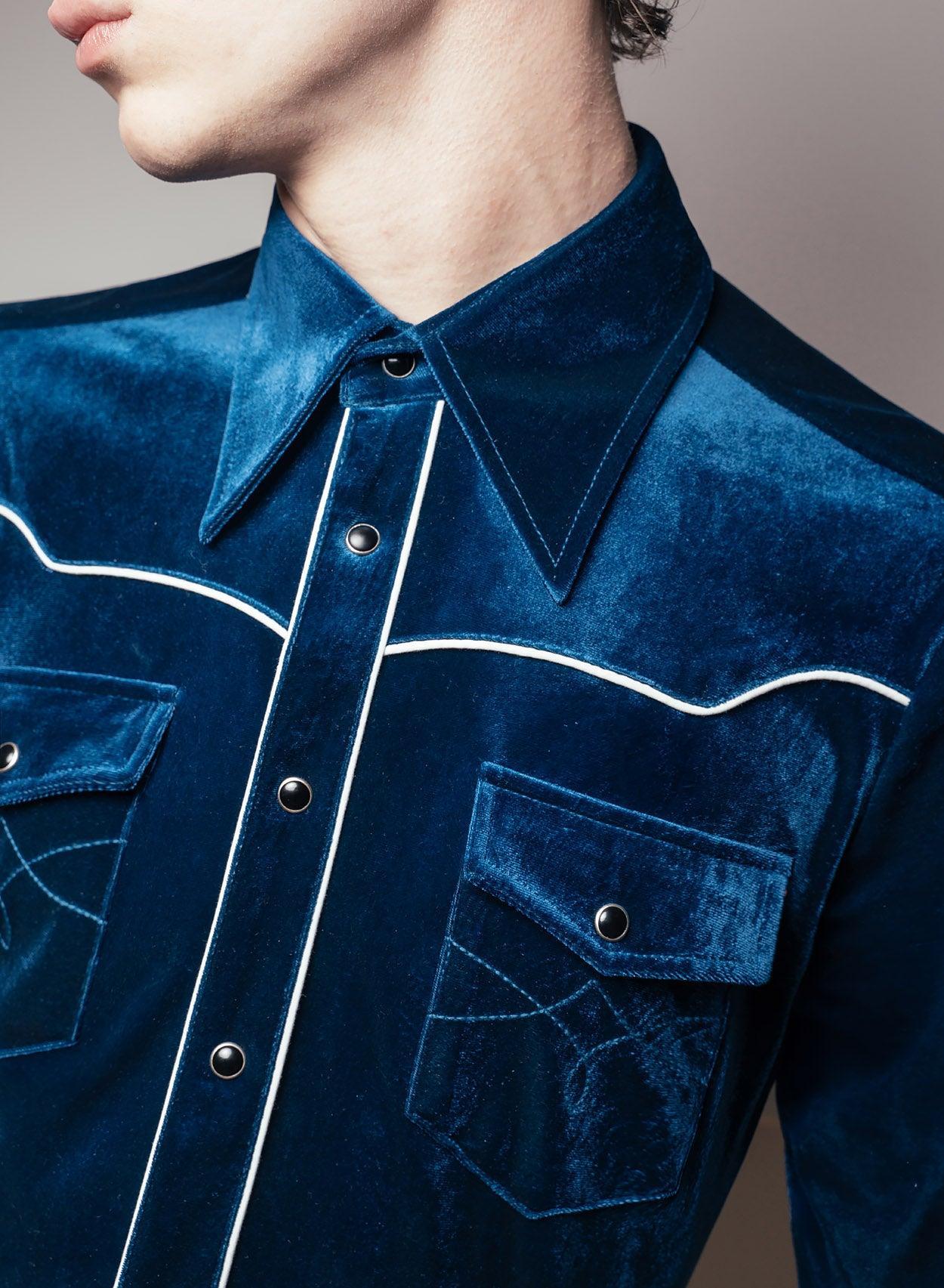Blue Velvet Western Piped Shirt Phix Blue Velvet Western Piped Shirt Phix