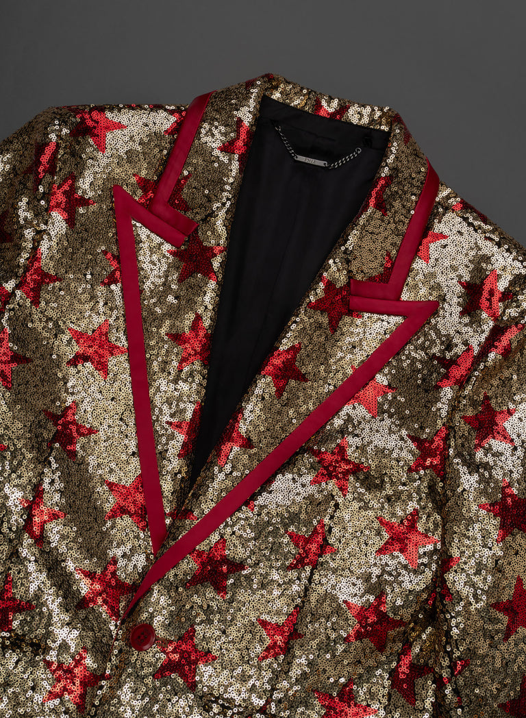 Phix X David Bowie Gold Sequin Star Blazer