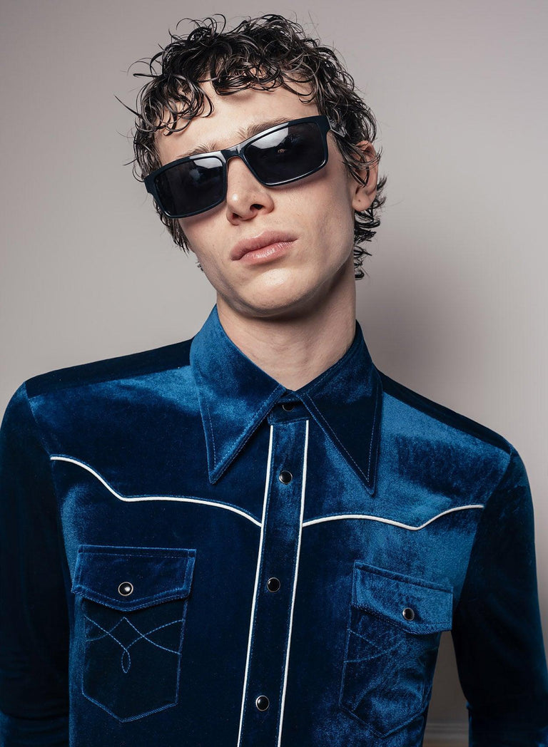 Blue Velvet Western Piped Shirt