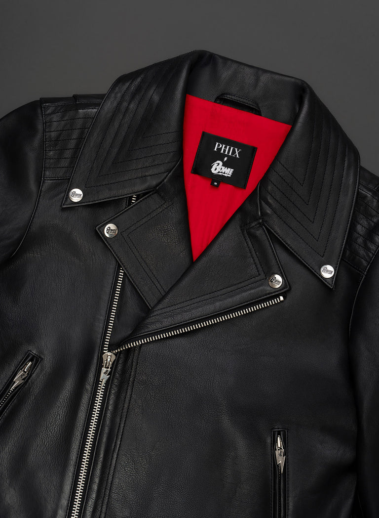 Phix X David Bowie Leather Lightning Bolt Biker Jacket