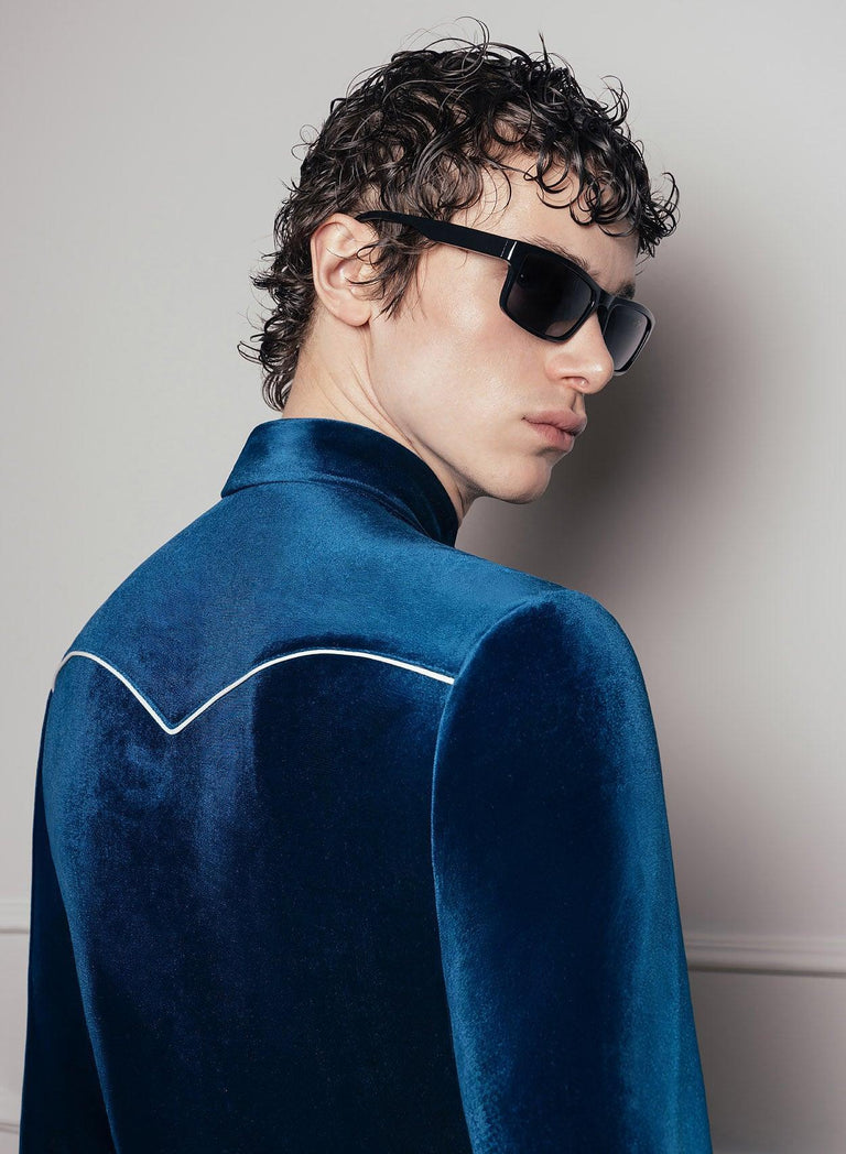 Blue Velvet Western Piped Shirt