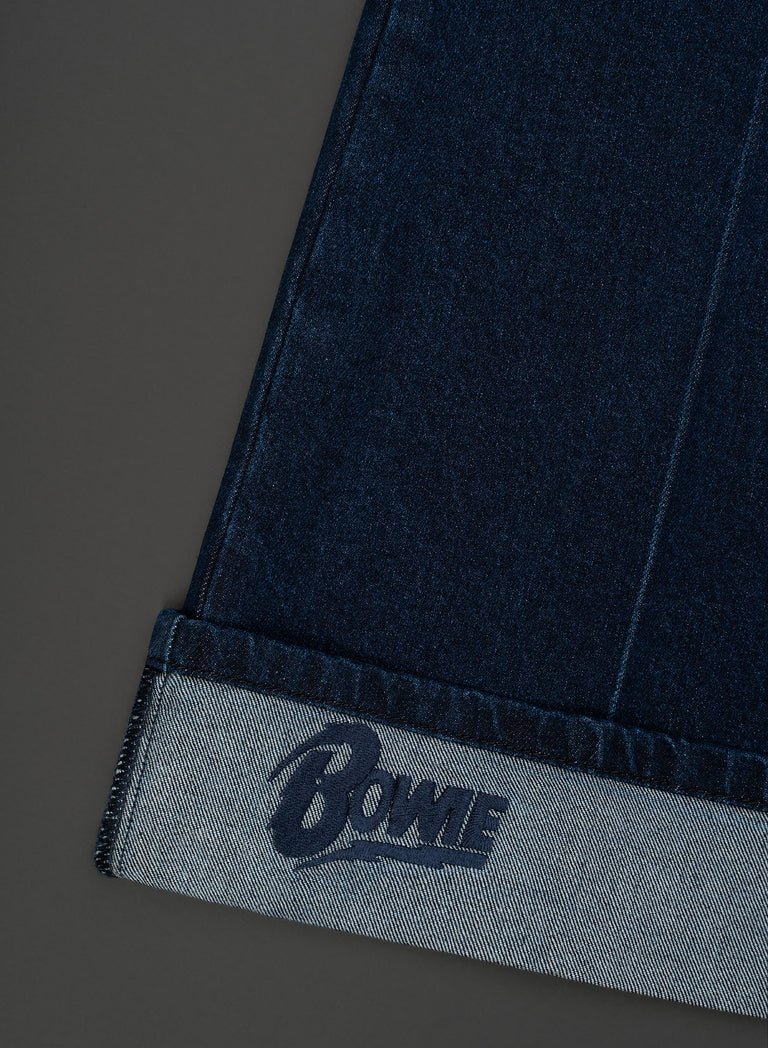 Phix X David Bowie Women's High Waisted Indigo Turn-Up Flared Jeans