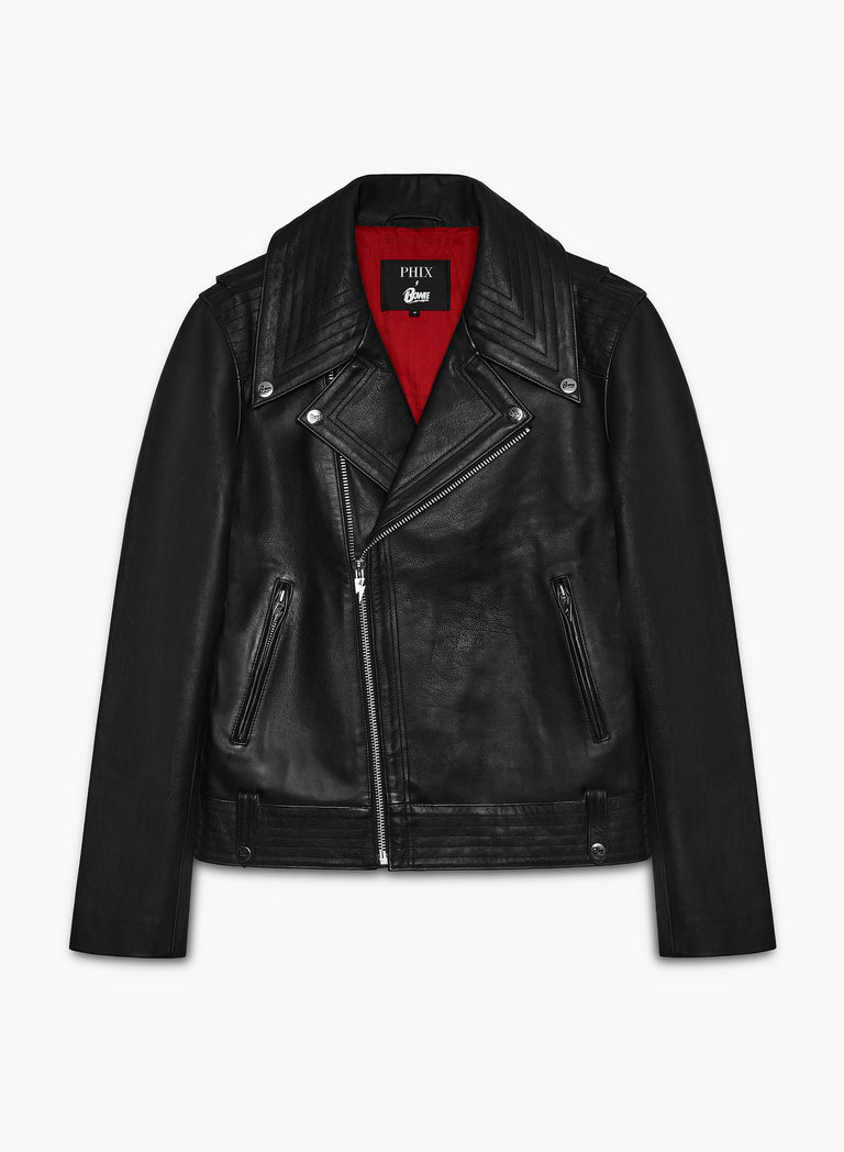 Phix X David Bowie Leather Lightning Bolt Biker Jacket