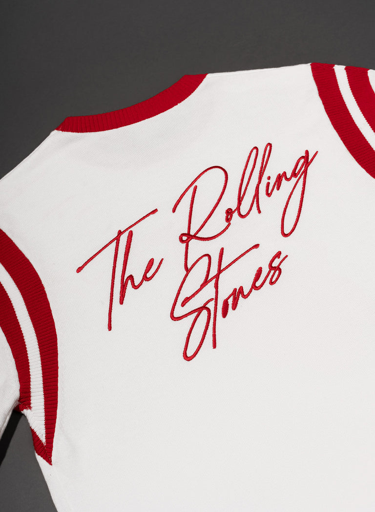 Phix X Rolling Stones White Cotton Tongue Ribbed 70's Polo Shirt