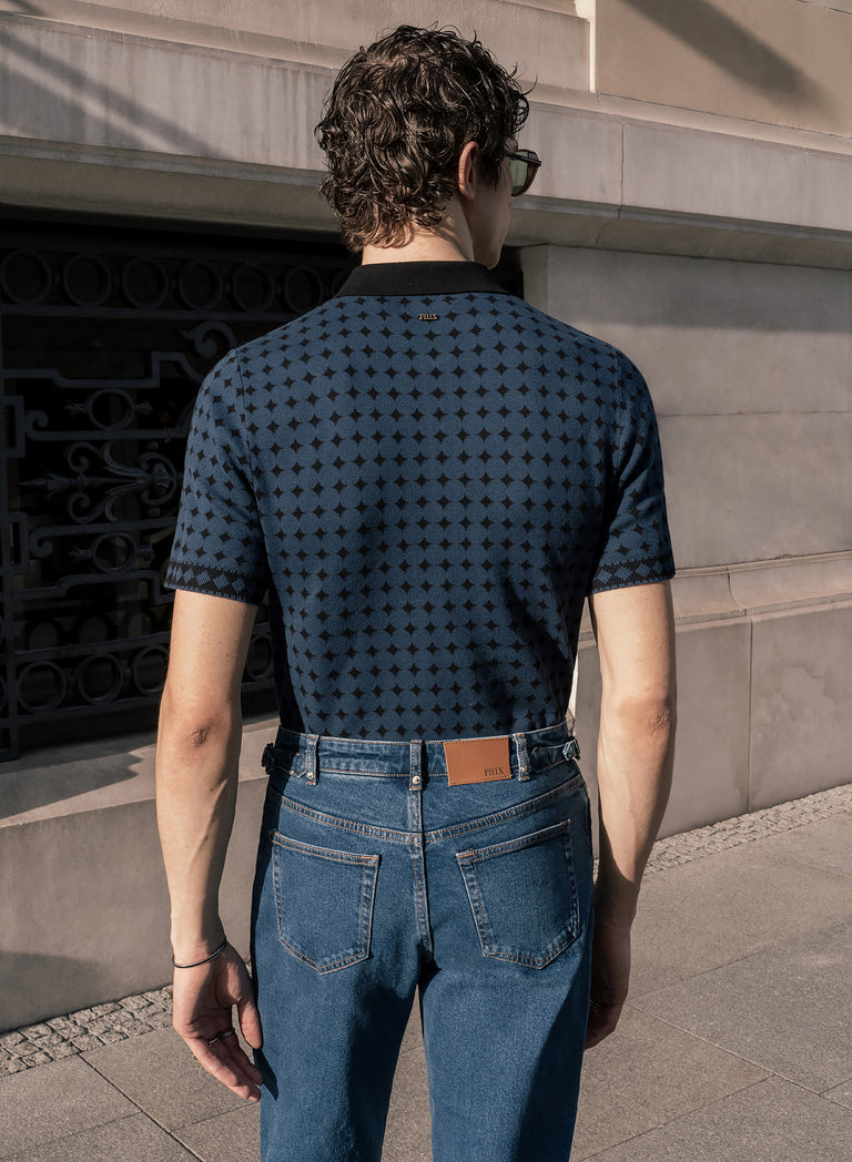 Blue V-Panel Side Buckle Flare Denim Jeans