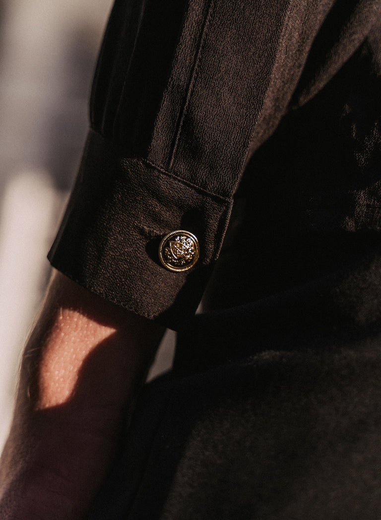 Phix X The Beatles Black Sheer Military Shirt