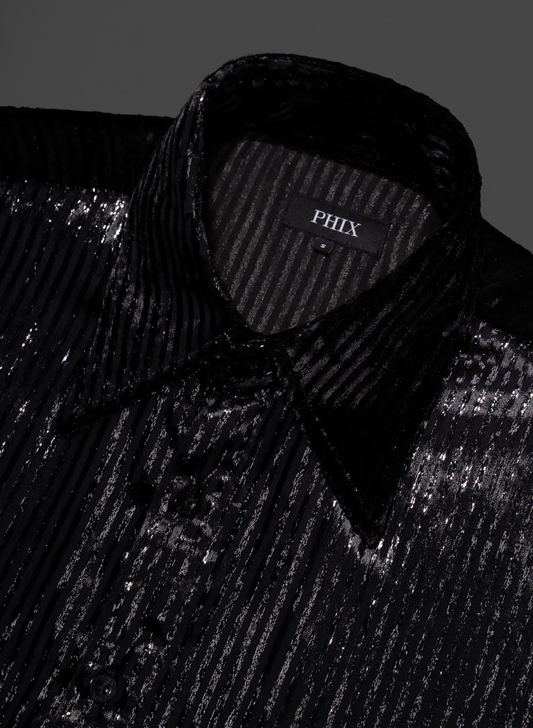 Black Velvet Pinstripe Shirt