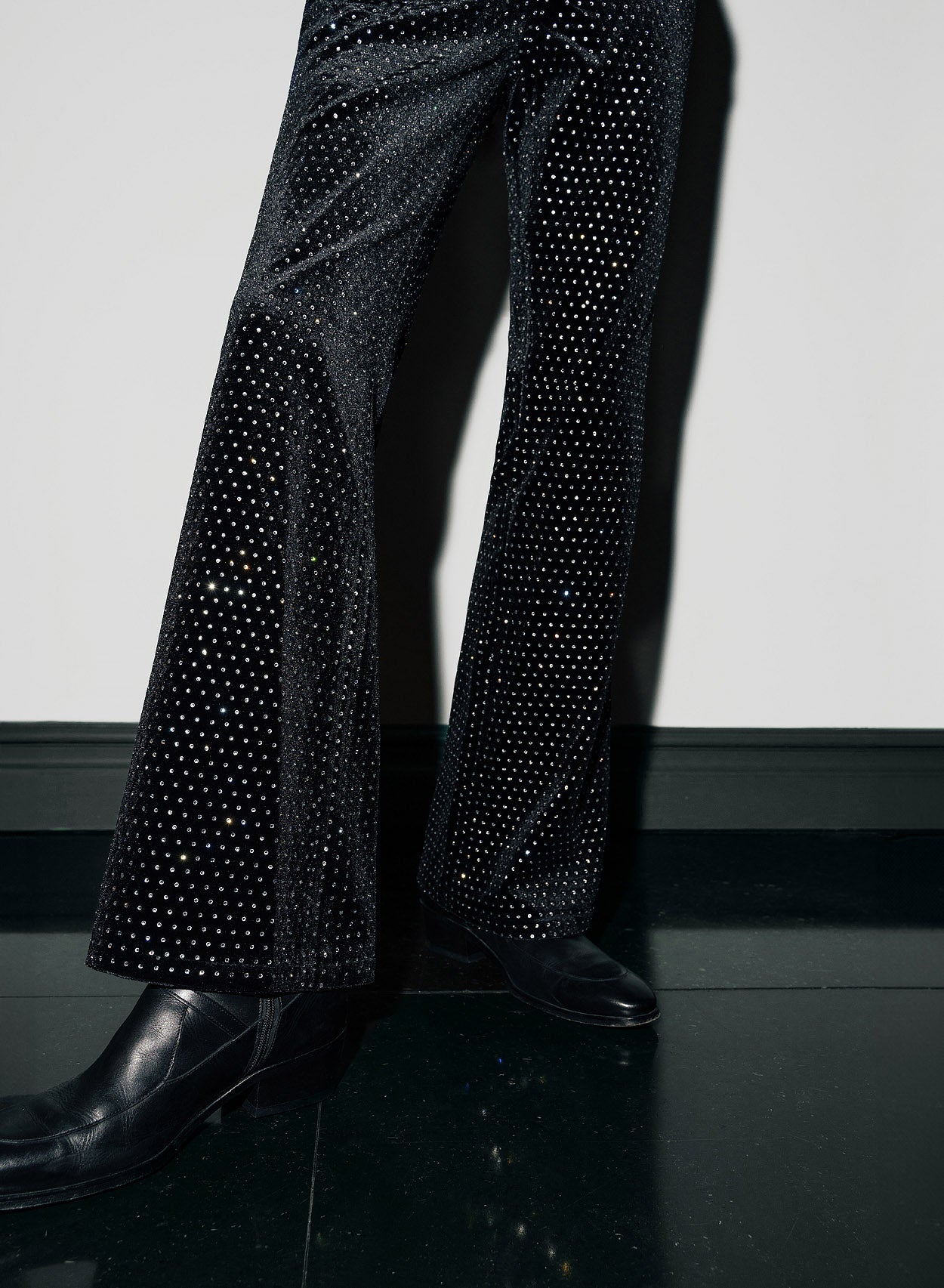 Rhinestone on sale flare pants