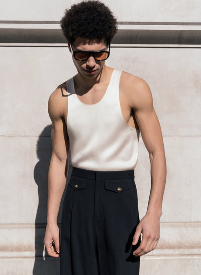 Ivory Silk Tailored Vest