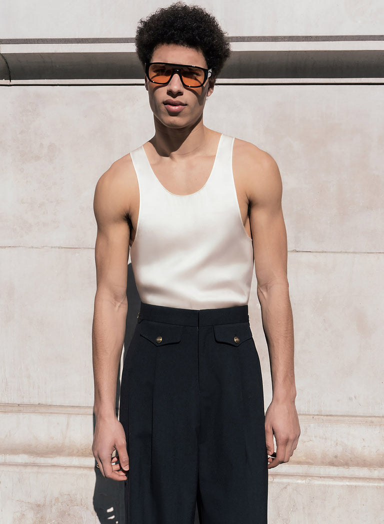 Ivory Silk Tailored Vest