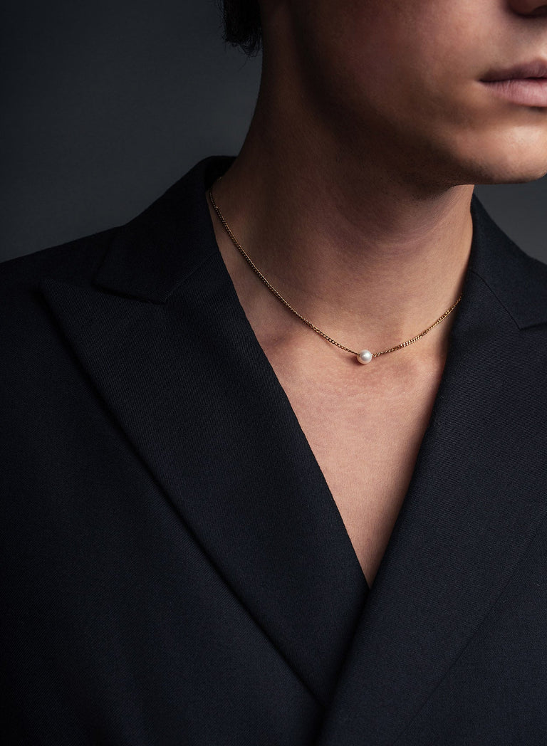 Real Pearl 2mm Gold Chain Necklace