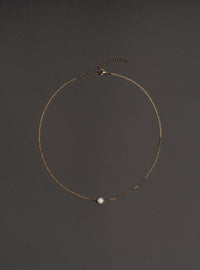 Real Pearl 2mm Gold Chain Necklace