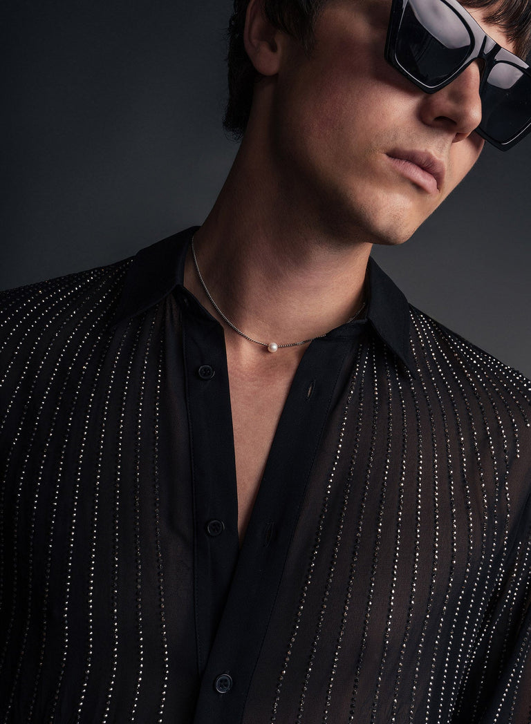 Real Pearl 2mm Silver Chain Necklace