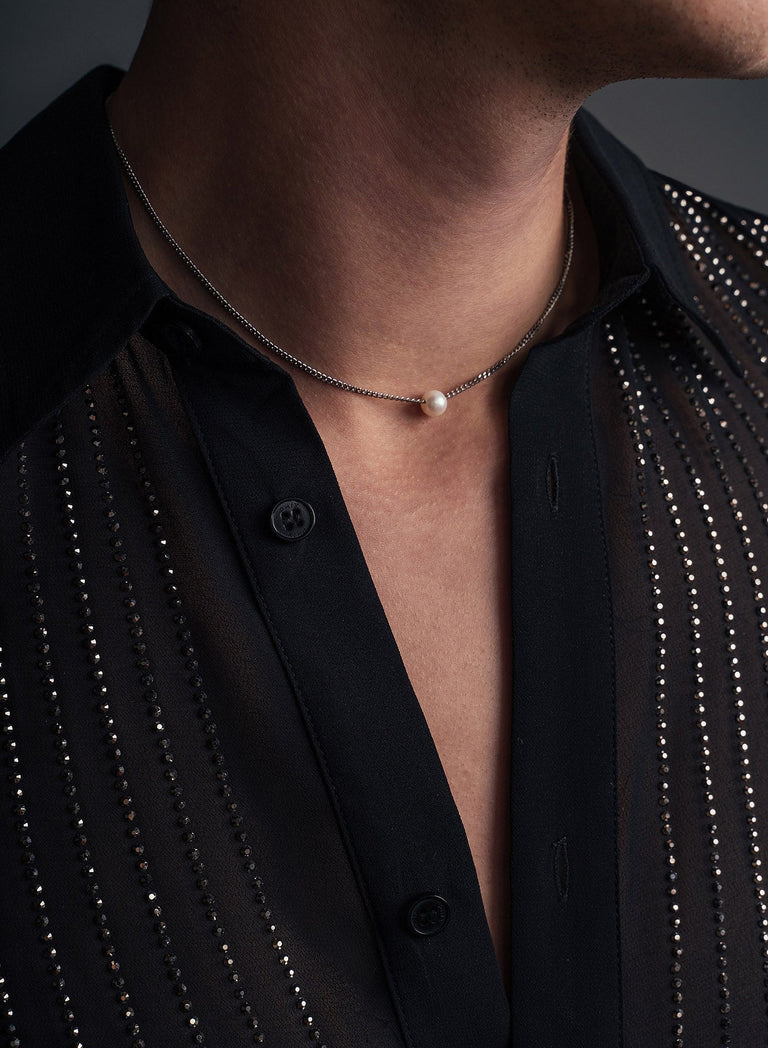 Real Pearl 2mm Silver Chain Necklace