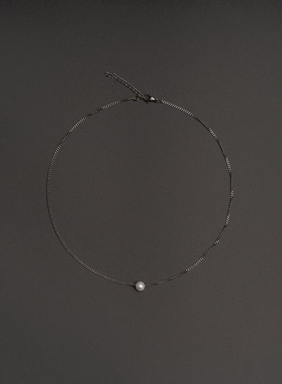 Real Pearl 2mm Silver Chain Necklace