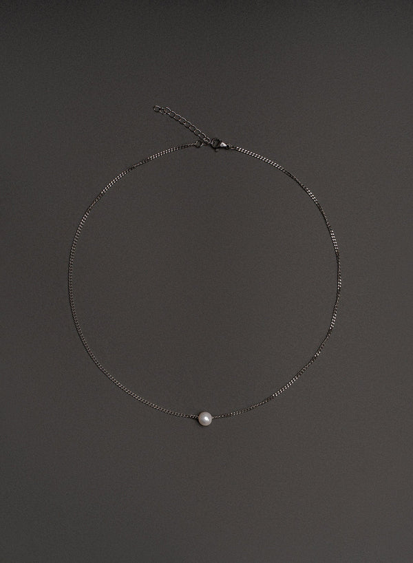 Real Pearl 2mm Silver Chain Necklace
