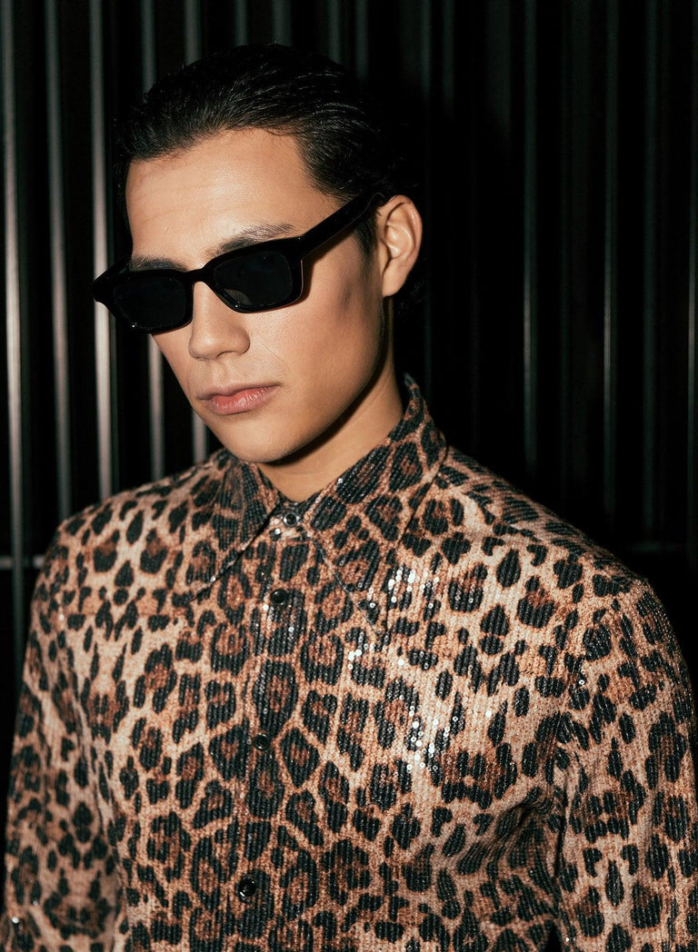 Brown Leopard Effect Sequin Shirt