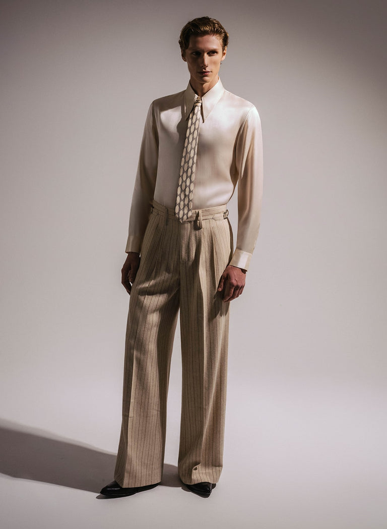 Ivory Spear Collar Silk Viscose Shirt