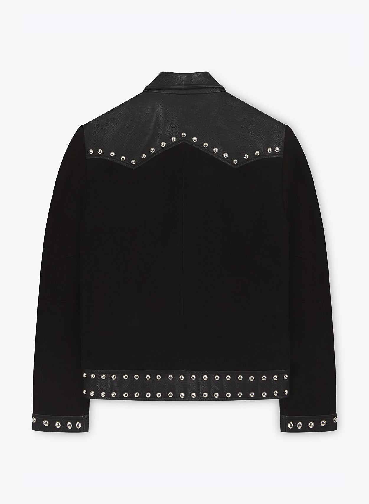 Black Snake Effect Suede Studded Leather Jacket Phix