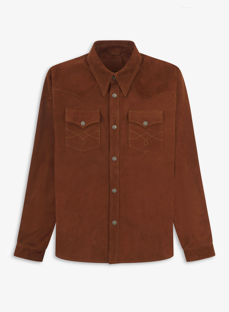 Brown Suede Western Leather Shirt