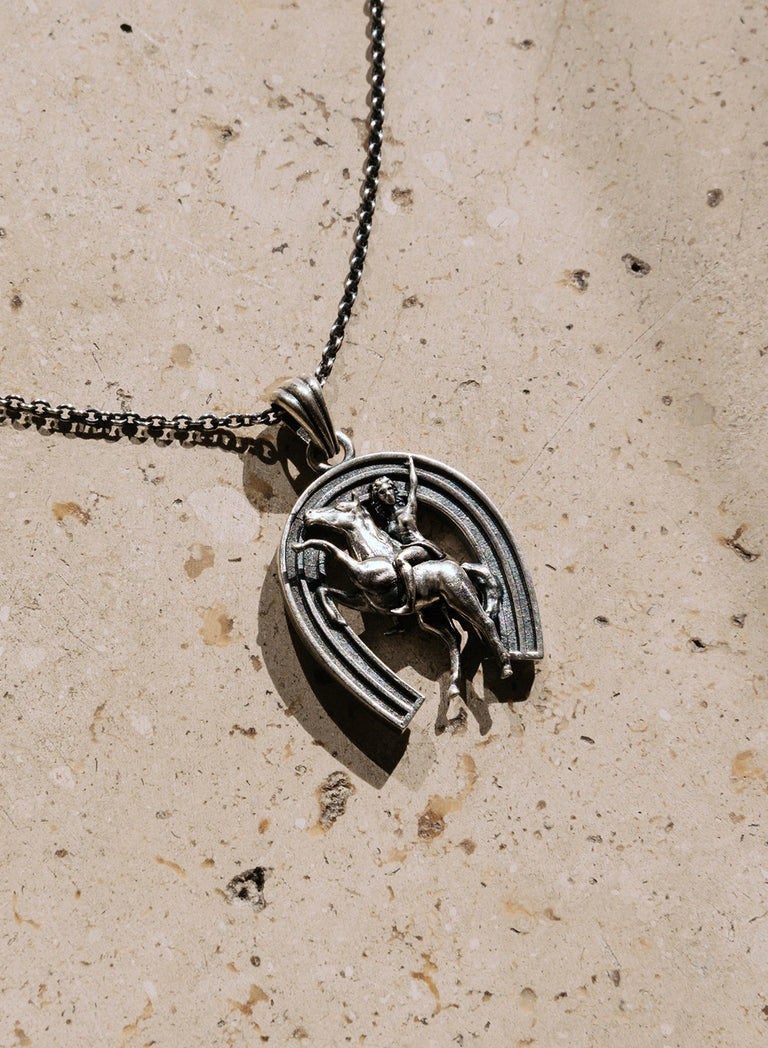 Silver Cowgirl Horseshoe Pendant Necklace