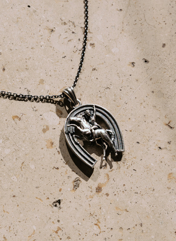 Silver Cowgirl Horseshoe Pendant Necklace