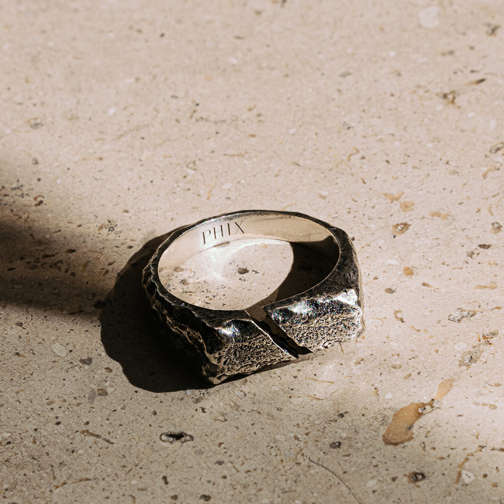 Destressed Silver Rings Silver Cracked Distressed Ring & Phix