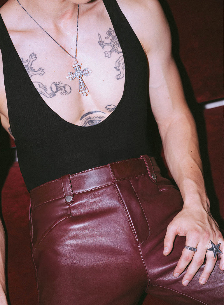 Silver Pearl Cross Necklace