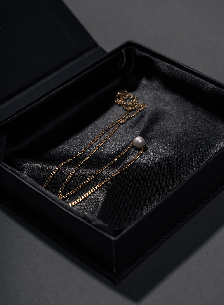 Real Pearl 2mm Gold Chain Necklace