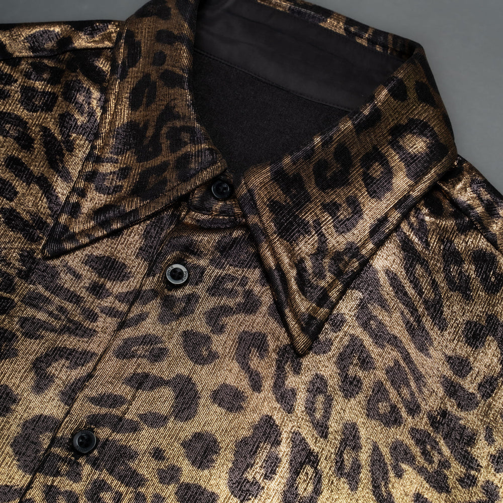 Gold Metallic Leopard Print Shirt & Phix