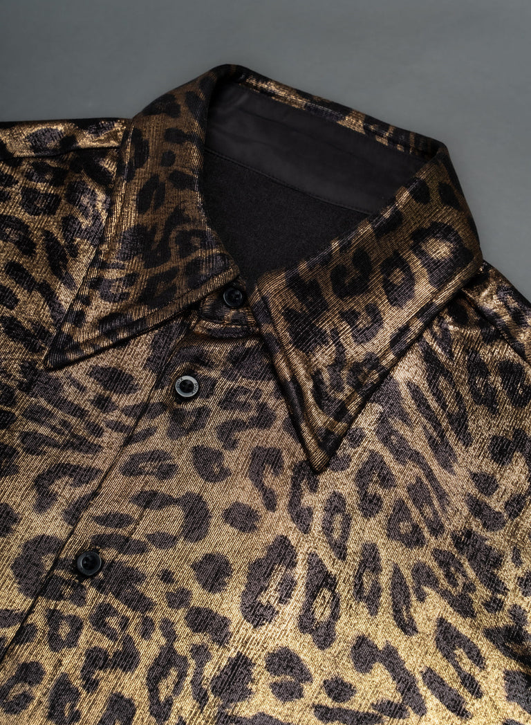 Gold Metallic Leopard Print Shirt