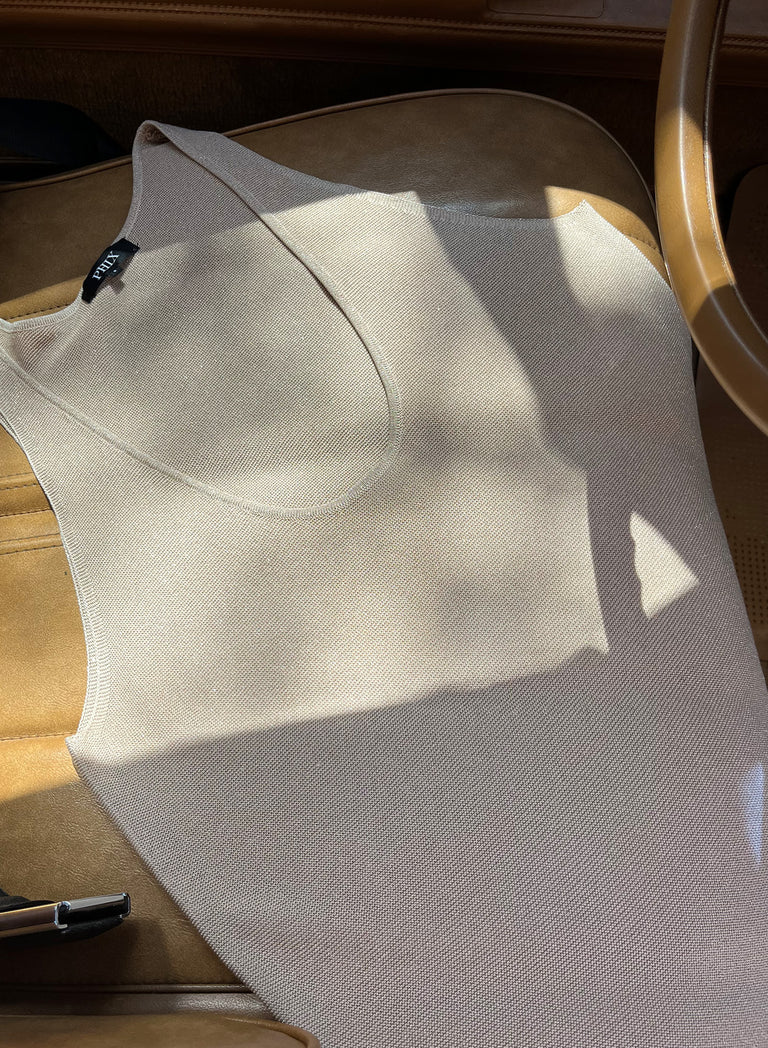 Gold Metallic Silk Knitted Scoop Vest