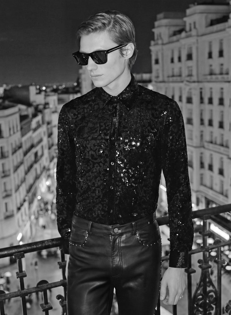 Black Velvet Leopard Sequin Shirt
